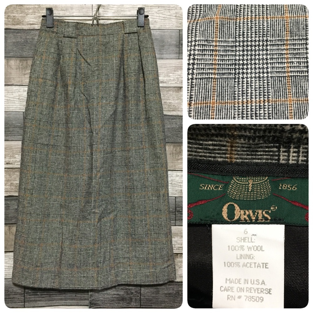 Vtg Orvis Plaid Wool Skirt Women’s 6 Gray Lined USA Made